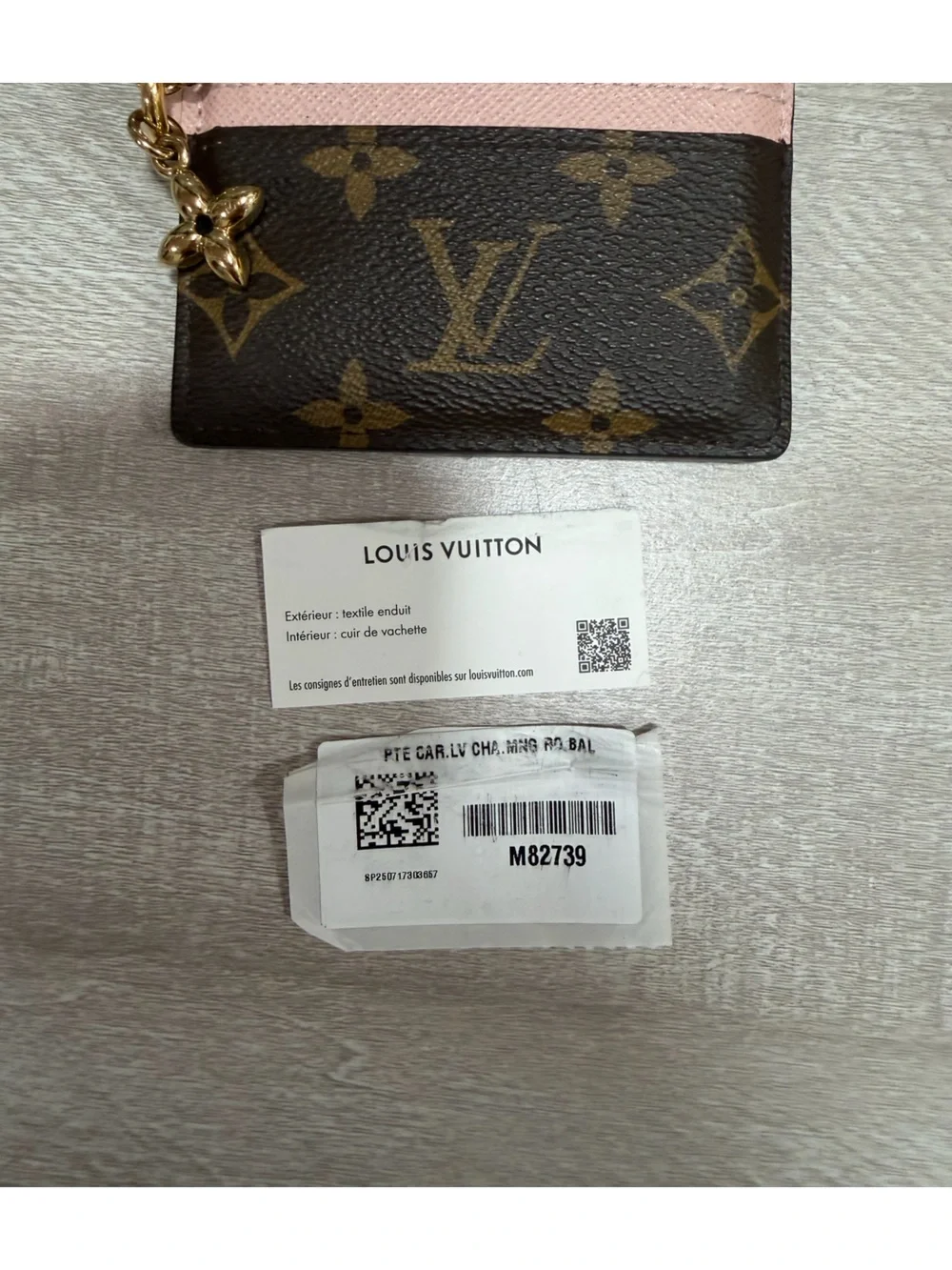 Louis Vuitton Brown Monogram Card Case with Pink Interior and Gold Hardware